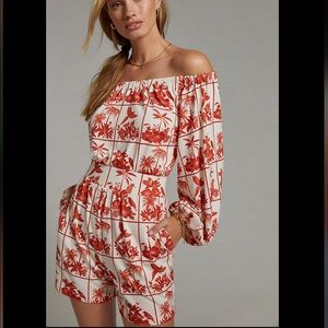 Farm Rip Printed Off-the-shoulder Romper